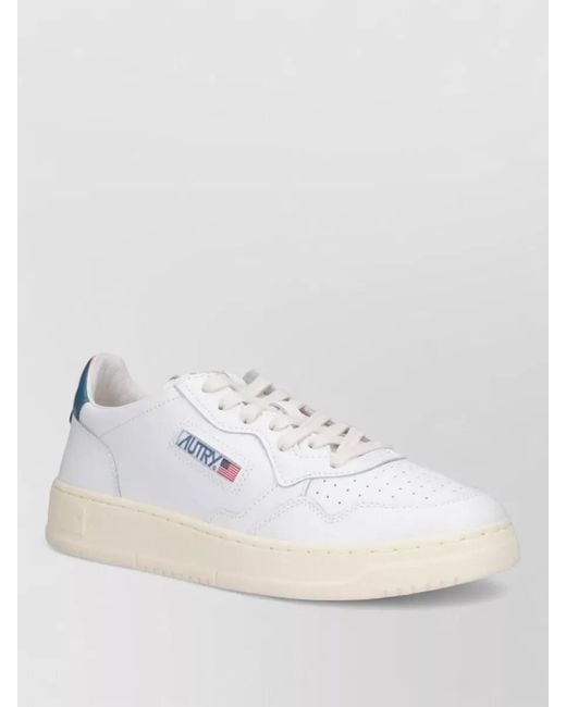 Autry White Lace Up Sneakers Contrast Heel Rubber Sole for men