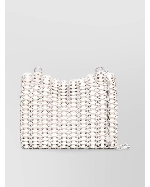 Rabanne Natural Chain Strap Metallic Finish Scalloped Edge Bag