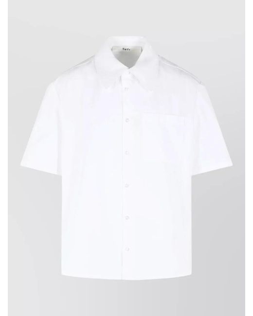 Séfr White Waylon Cotton Shirt Short Sleeves Collar for men