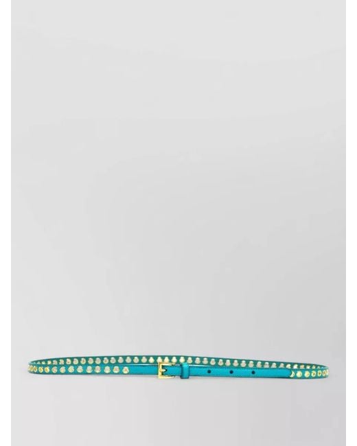 Prada Green Skinny Eyelet Belt Tone Hardware