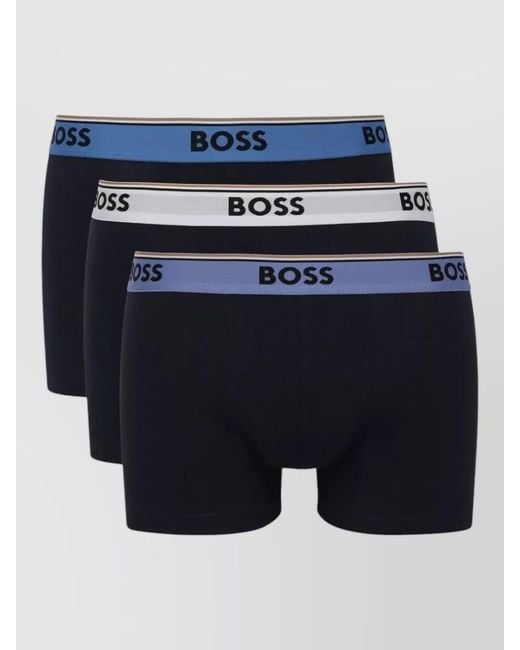 Boss Blue Cotton Boxer Briefs 3-Pack for men