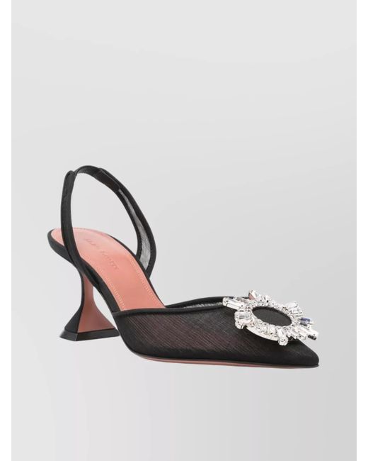 AMINA MUADDI Black Mesh Slingback Pumps