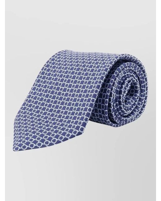 Ferragamo Blue Bow Tie Geometric Pattern Printed Design for men