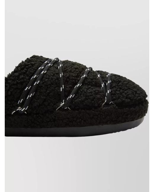 Moon Boot Black Shearling Slippers