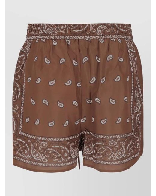P.A.R.O.S.H. Brown Paisley Pattern Relaxed Fit Lounge Shorts