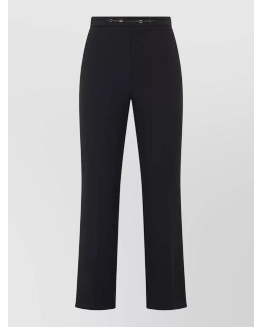 Elisabetta Franchi Blue High Waist Straight Leg Tailored Trousers