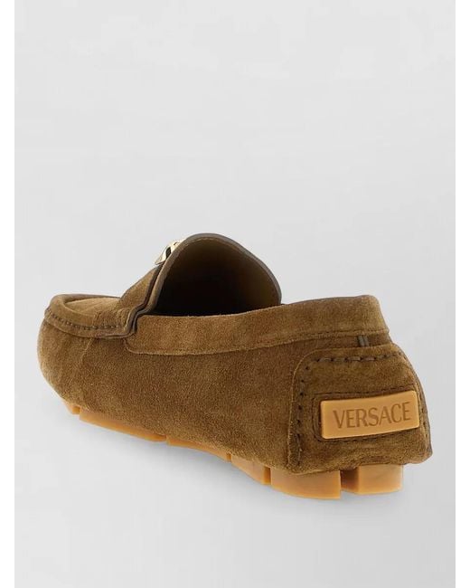 Versace Brown Leather La Medusa Loafers for men