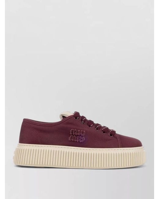 Miu Miu Purple Lace Up Platform Sole Sneakers