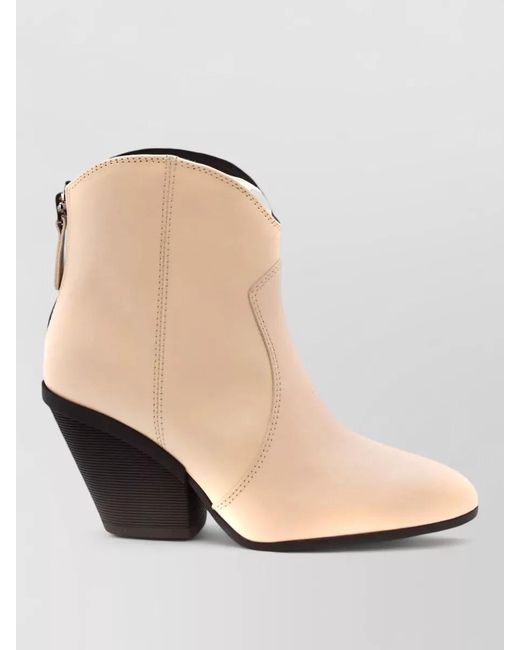 Hogan White Almond Toe Ankle Boots Block Heel Contrast