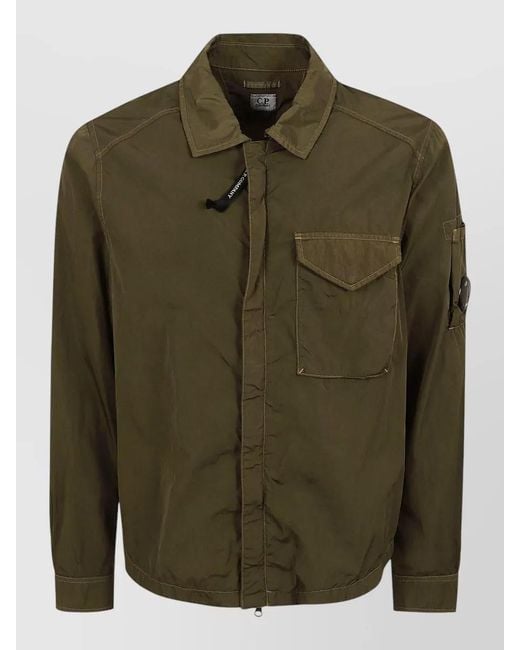 C P Company Green Chrome R Zipped Lens Overshirt Jacket for men