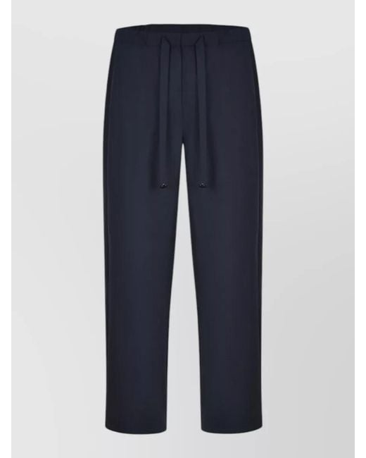 Max Mara Blue Virgin Wool Trousers Wide Leg Side Pockets