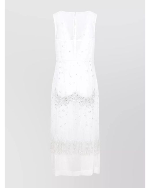 Bottega Veneta White Crystal Embellished Sheer Dress