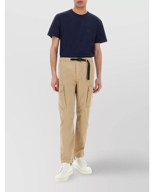 Woolrich Natural Tapered Cargo Trousers for men