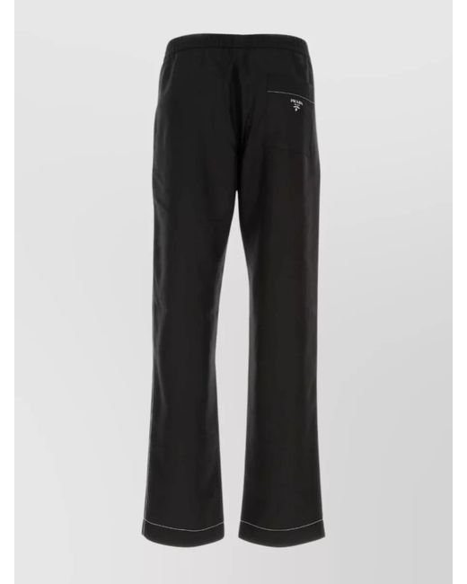 Prada Black Silk Wide-Leg Trousers for men