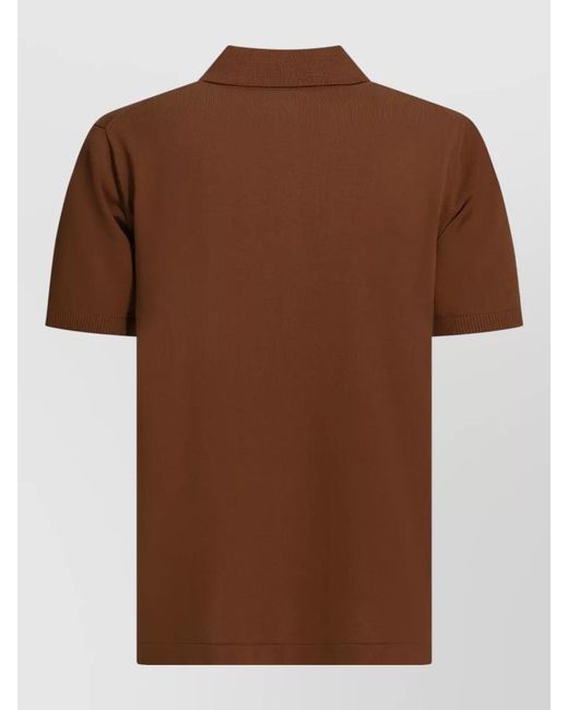 Beams Plus Brown Cotton Button-Down Polo Shirt for men