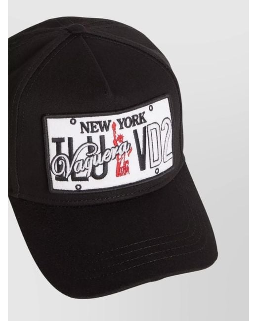 DSquared² Black Branded Baseball Cap Curved Peak