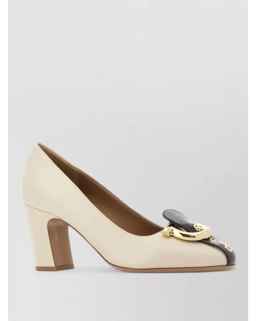 Ferragamo Natural Oxide 70 Pumps Block Heel Hardware