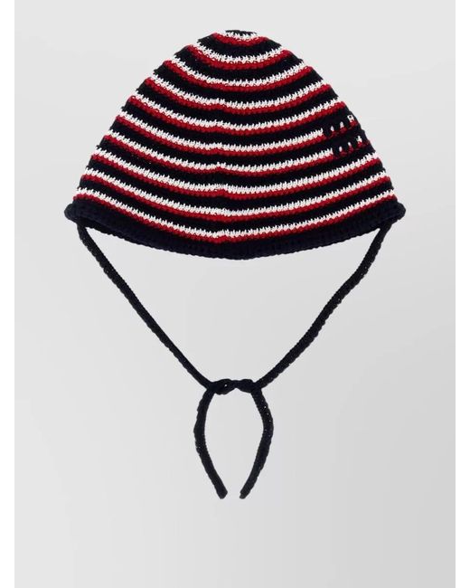Miu Miu Multicolor Crochet Bucket Hat Striped Design Ear Flaps