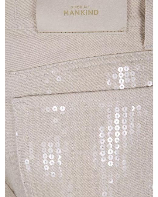 7 For All Mankind White Denim Wide-Leg Jeans