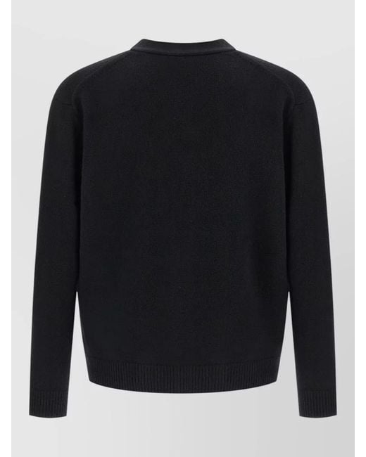 Maison Kitsuné Black Fox Head Cardigan Long Sleeves V Neckline for men
