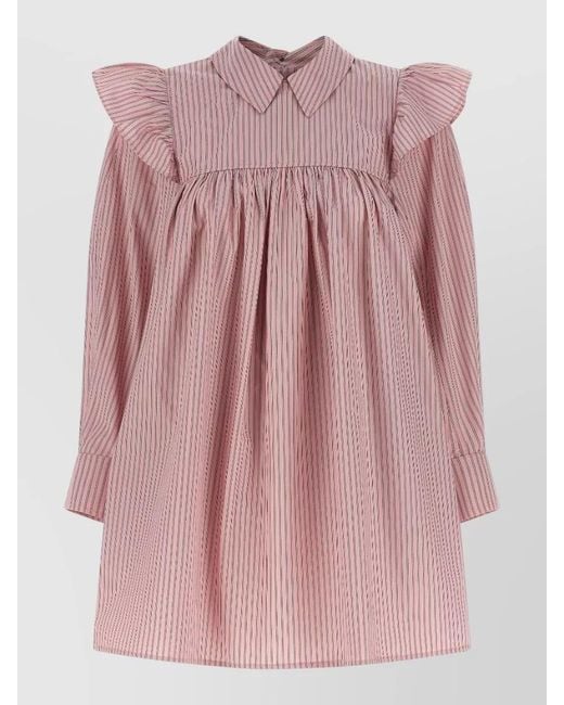 Ganni Pink Striped Dress