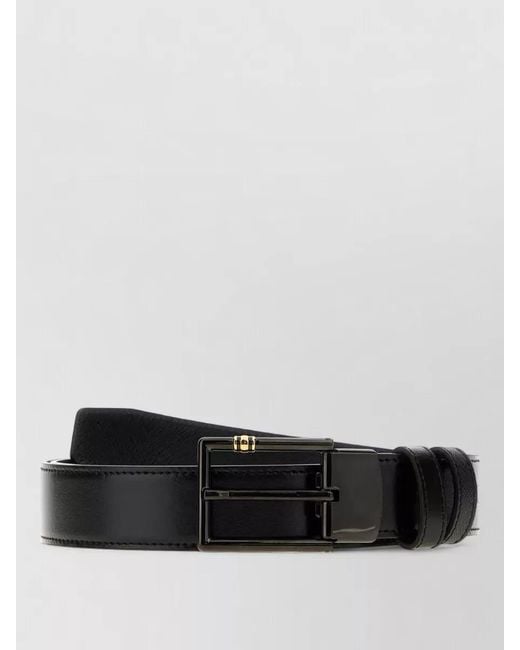 Montblanc White Leather Reversible Belt Adjustable Textured Finish for men
