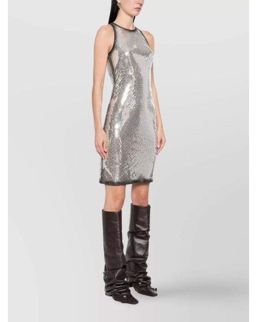 The Attico White Sequin-Embellished Sleeveless Mini Dress