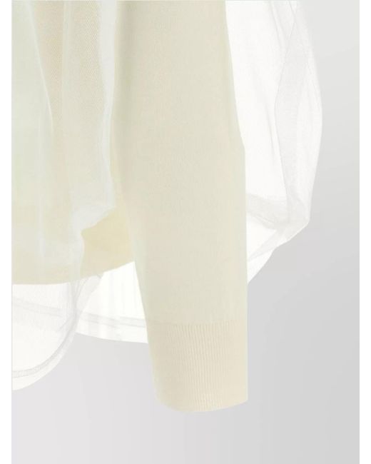 Comme des Garçons White Tulle Wool Jumper