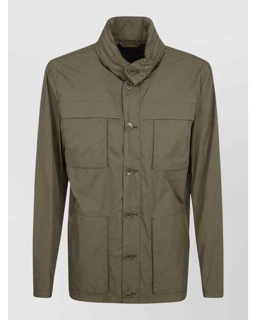 Herno Green Quilted Hooded Jacket for men