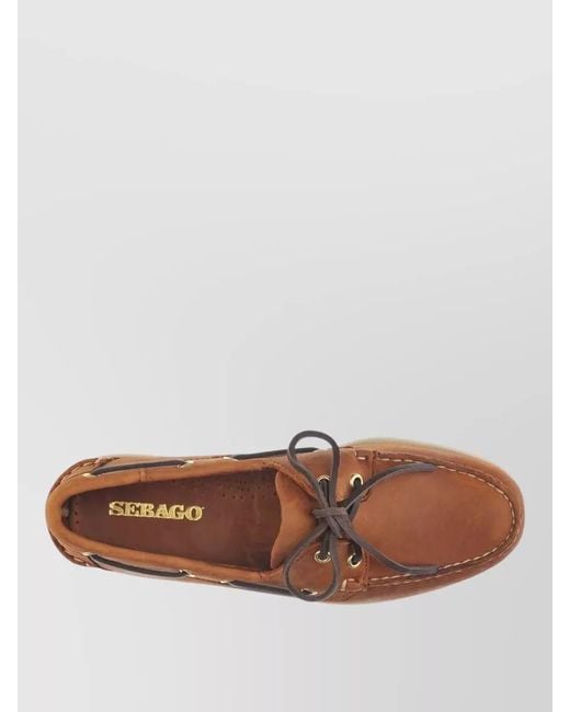 Sebago Brown Portland Texas Boat Shoes Contrast Stitching for men