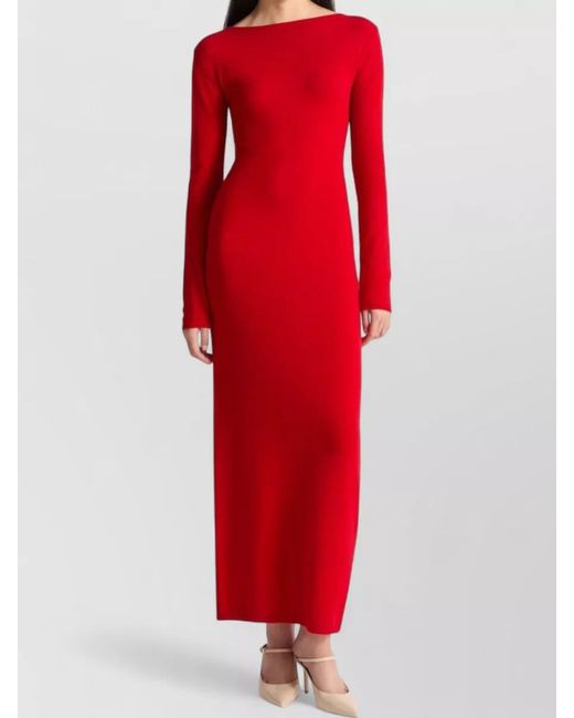 Marella Red Knit Dress Fitted Silhouette Long Sleeves