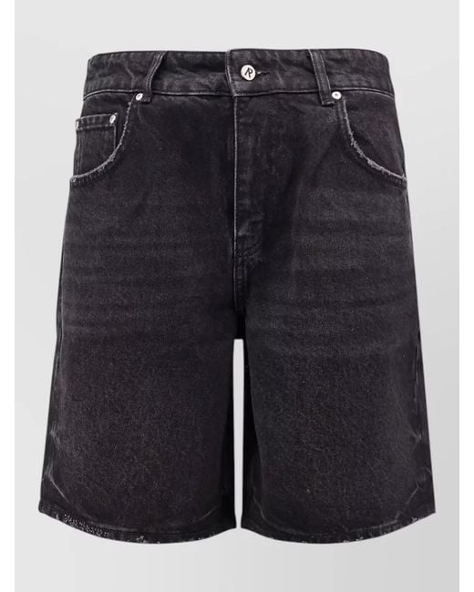 Represent Blue Stonewashed Denim Bermuda Shorts Belt Loops for men