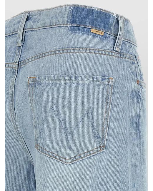 Mother Blue Wide Leg Denim Trousers Five Pocket Design