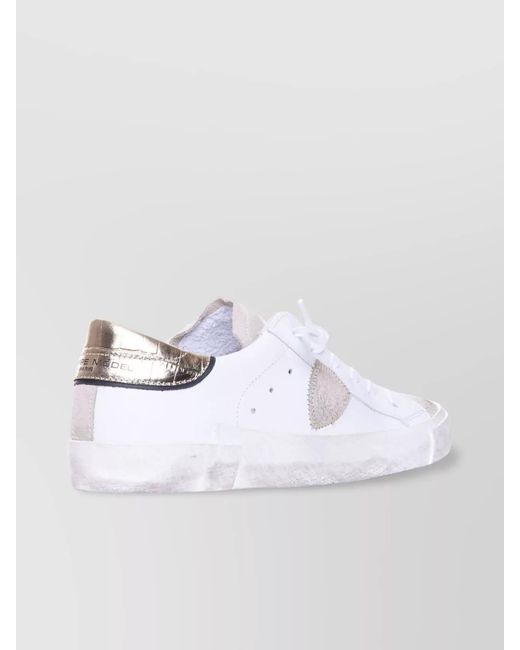 Philippe Model White Leather Low-Top Sneakers