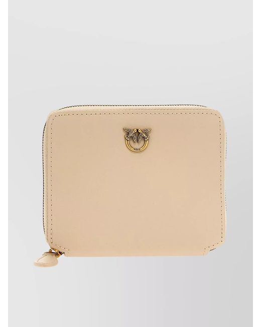 Pinko Natural Leather Zip-Around Wallet