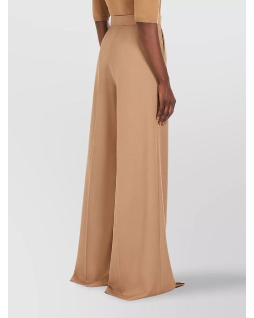 Max Mara Natural Virgin Wool High-Rise Wide-Leg Trousers