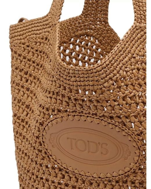 Tod's Brown Medium Shopper Bag Woven Texture