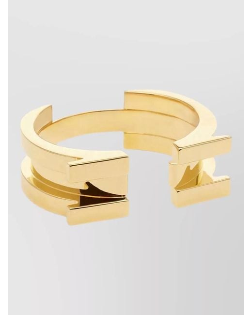 Elisabetta Franchi Metallic Signature Logo Bangle Cuff Adjustable Design
