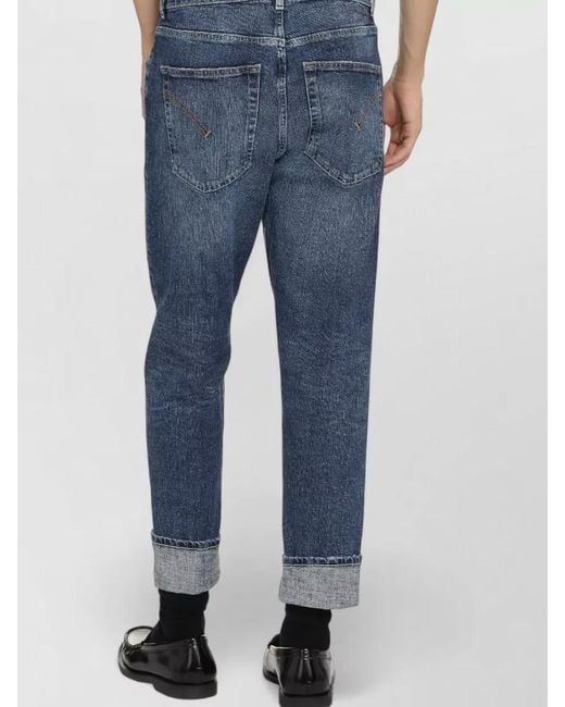 Dondup Blue Paco Slim Fit Cuffed Hem Jeans for men