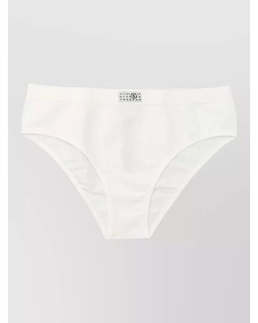 MM6 by Maison Margiela White High Cut Ribbed Cotton Everyday Brief