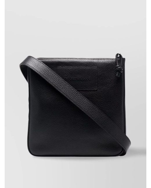 Emporio Armani Black Leather Crossbody Bag for men