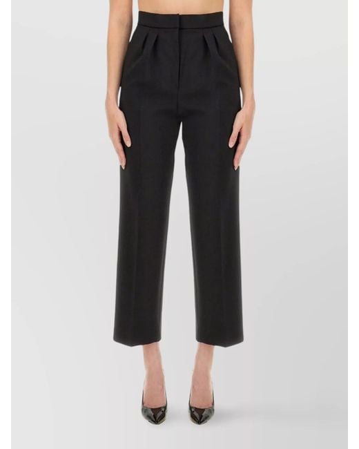 Max Mara Black Wool Cropped Trousers