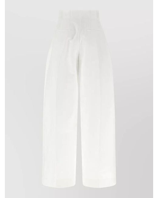 Jacquemus White Cotton Wide-Leg Trousers