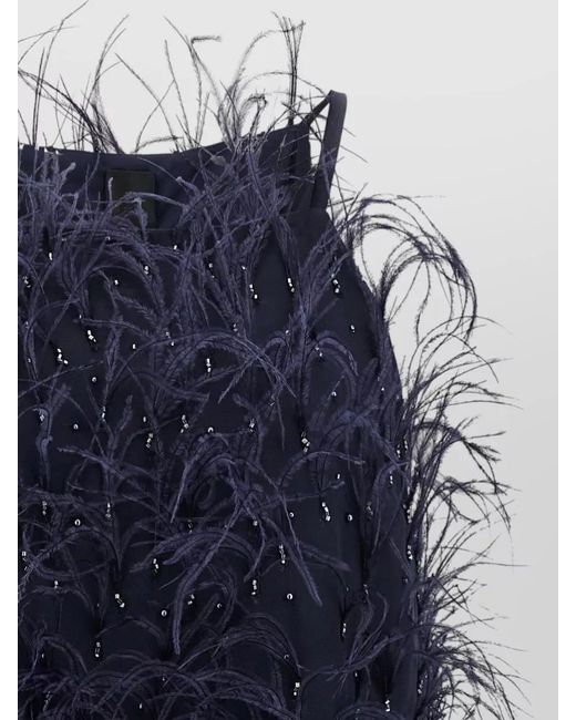 Pinko Blue Feather-Embellished Sleeveless Mini Dress