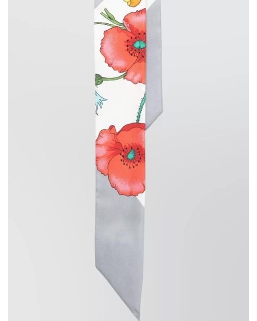 Gucci White Floral-Print Silk Scarf