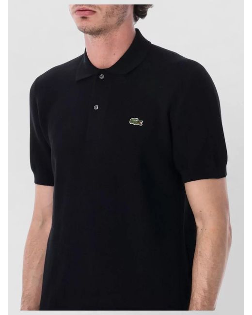 Lacoste Black Short Sleeve Organic Cotton Boucle Knit Polo for men