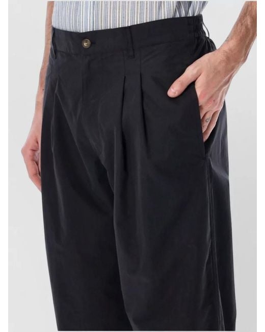 Isabel Marant Black Tailored Pleated Cotton Trousers Elastic Waistband for men