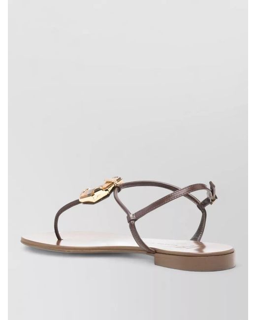 Giuseppe Zanotti Natural Atlantide Flat Thong Sandals Toe Ring