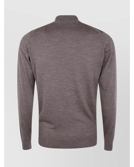 John Smedley Gray Merino Wool Mock Neck Jumper for men