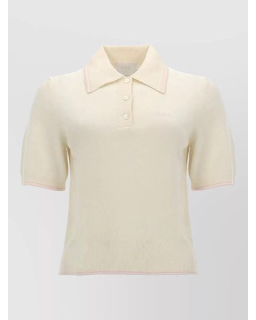 A.P.C. Natural Knit Polo Shirt Short Sleeve Ribbed Trim